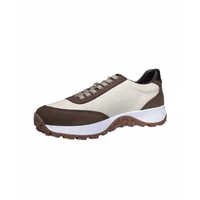 Men's sneakers / genuine leather / 750-02 / beige + brown / anatomical insole