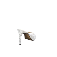 Дамски елегантни чехли  / естествена кожа / 7107/бяло+черно