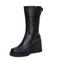 Дамски елегантни боти / естествена кожа/ платформа / 725-1/черно