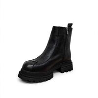 Women's boots with lamb's wool/genuine leather/79-28/black/