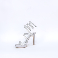 Elegant women's sandals / satin / silver/7071