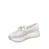 Women's moccasins / loafers / genuine leather / 72-98/white / anatomical insole