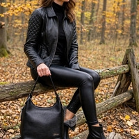 Women's boots with lamb's wool/genuine leather/79-28/black/
