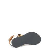 Women's sandal / natural  leather / camel + gold /7260