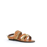 Women's sandal / natural  leather / camel + gold /7260