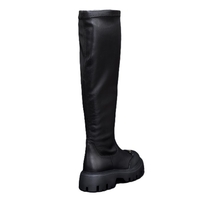 Дамски ботуш / естествена кожа + стреч /черно/732-705