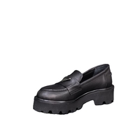 Women's moccasins / loafers / genuine leather / black /716-10