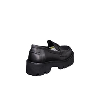 Women's moccasins / loafers / genuine leather / black /716-10