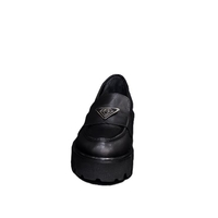 Women's moccasins / loafers / genuine leather / black /716-10