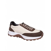 Men's sneakers / genuine leather / 750-02 / beige + brown / anatomical insole