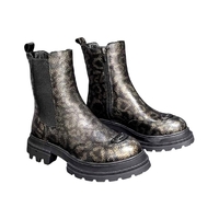 Women's Chelsea boot / genuine leather / 79-08 / black & gold with print