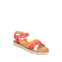 Women's sandals / genuine leather / 7251/orange+cyclamen+beige