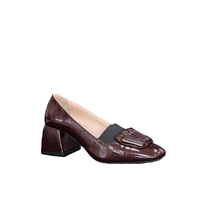 Women's elegant shoes / genuine leather / patent leather / burgundy /717-34