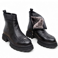Women's boots with lamb's wool/genuine leather/79-28/black/