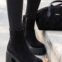 Women's elegant ankle boots / genuine leather / 720-29 / black