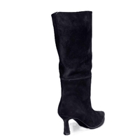 Women's elegant boots / genuine leather / suede / black / 714-53