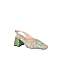 Дамски елегантни обувки / естествена кожа / 7166/ зелено /змия