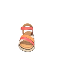 Women's sandals / genuine leather / 7251/orange+cyclamen+beige