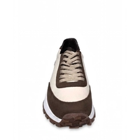 Men's sneakers / genuine leather / 750-02 / beige + brown / anatomical insole