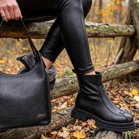 Women's boots with lamb's wool/genuine leather/79-28/black/