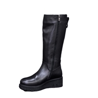 Дамски ежедневни ботуши / естествена кожа /черно /723-11