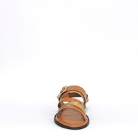 Women's sandal / natural  leather / camel + gold /7260