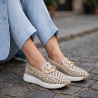 Women's moccasins / loafers / genuine leather / 72-98 / beige / anatomical insole