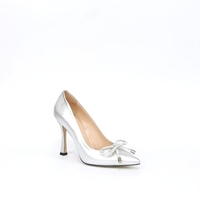 Women's elegant shoes made of natural leather in silver /73346