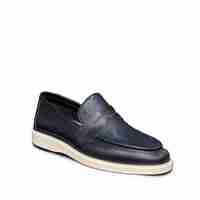 Мъжки мокасини / лоуфъри  / естествена кожа / 702-3/синьо/анатомична стелка