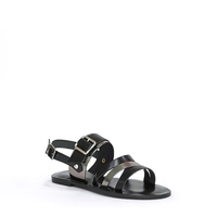 Women's sandal / natural  leather / black + nickel /7260