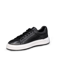 Мъжки сникърс / кец / естествена кожа / 705-5 / черно /анатомична стелка