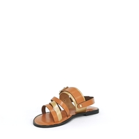 Women's sandal / natural  leather / camel + gold /7260