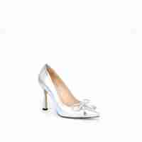 Women's elegant shoes made of natural leather in silver /73346