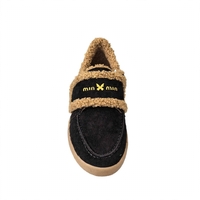 Women's loafers / genuine leather / 760-54 / black suede