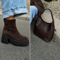 Women's elegant ankle boots / Genuine leather / 720-29 / Brown