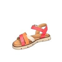 Women's sandals / genuine leather / 7251/orange+cyclamen+beige