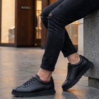 Мъжки сникърс/естествена кожа /70-04/черно