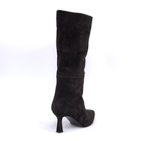 Дамски елегантни ботуши / естествена кожа / велур /714-53/кафяво