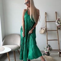 Зелена рокля сатен