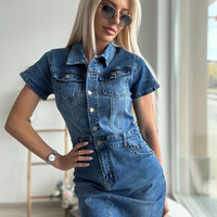 Тъмно синя дънкова рокля