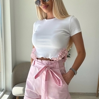 Бяла тениска розова харбали