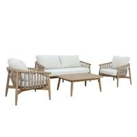 CORDA LOUNGE SET 1+2+1 WOOD ACACIA NATURAL WHITE V