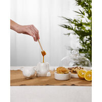 CURVE STORAGE JAR HONEY POT PORCELAIN BAMBOO WH