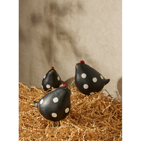 GALLINA BLACK DECO HEN POLYRESIN BLACK WHITE 14x9x