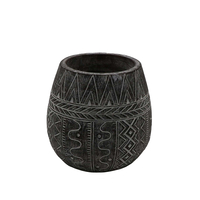 NOIR PLANTER POLYRESIN BLACK WHITE D12,5xH12,3cm P