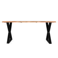 MINGLE TABLE WOOD ACACIA WALNUT BLACK METAL IN