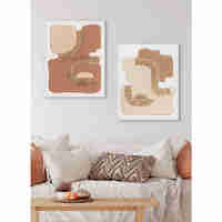 BOHO STYLE PAINTING DECORATIVE 80x100x4 CANVAS BEIGE WOOD