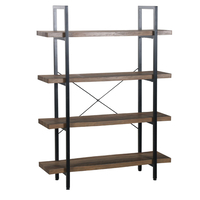 BRICK-URBAN BOOKCASE CHIPBOARD WITH MELAMINE CARTA WALNUT METAL BLACK 105x32xH140cm E1 PRC