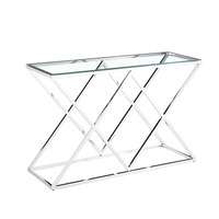 CONOR CONSOLE STAINLESS STEEL SILVER GLASS TRANSPARENT 120x40xH78cm PRC