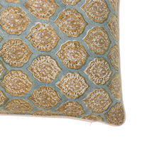 VENETIAN DECOR CUSHION COTTON VISCOSE AQUA GOLD 40